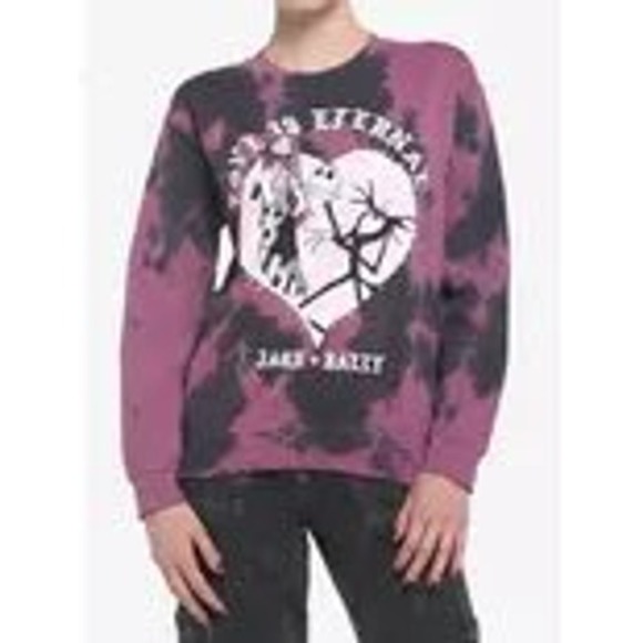 Disney Tops - Disney Nightmare Before Christmas Jack Sally Tie Dye Sweatshirt Purple Large‎ L